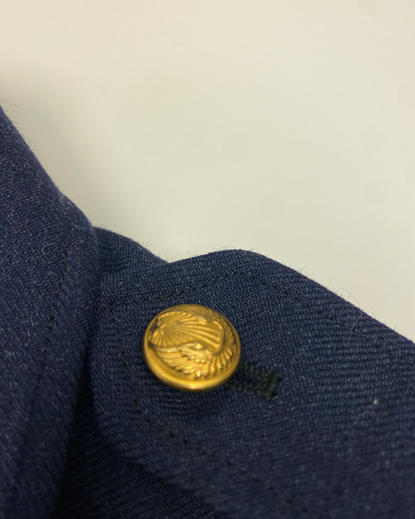 Vintage 1970s French Military Wool Blouse Jacket Dark Navy