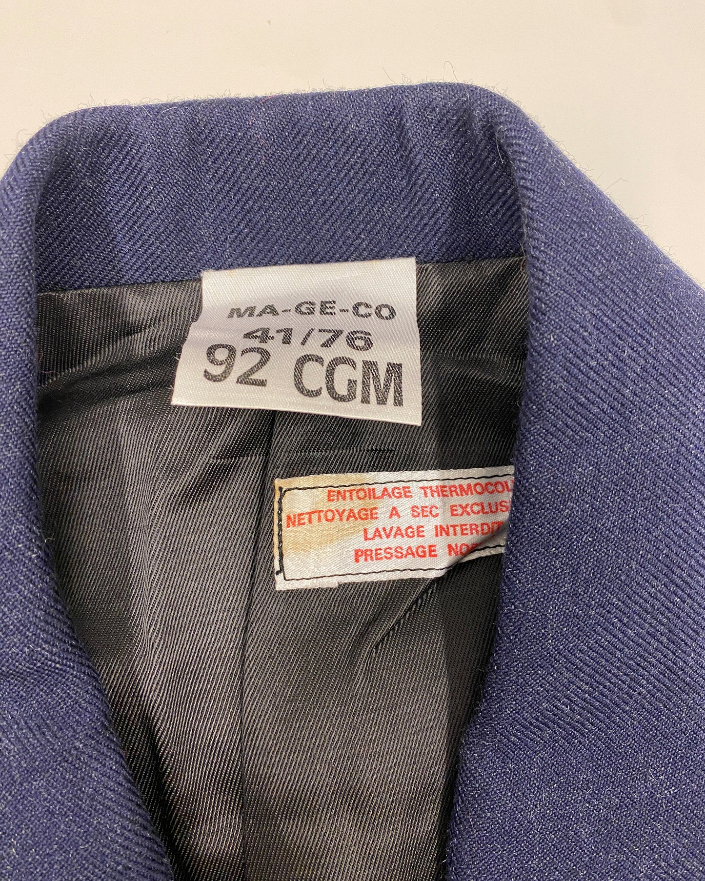 Vintage 1970s French Military Wool Blouse Jacket Dark Navy