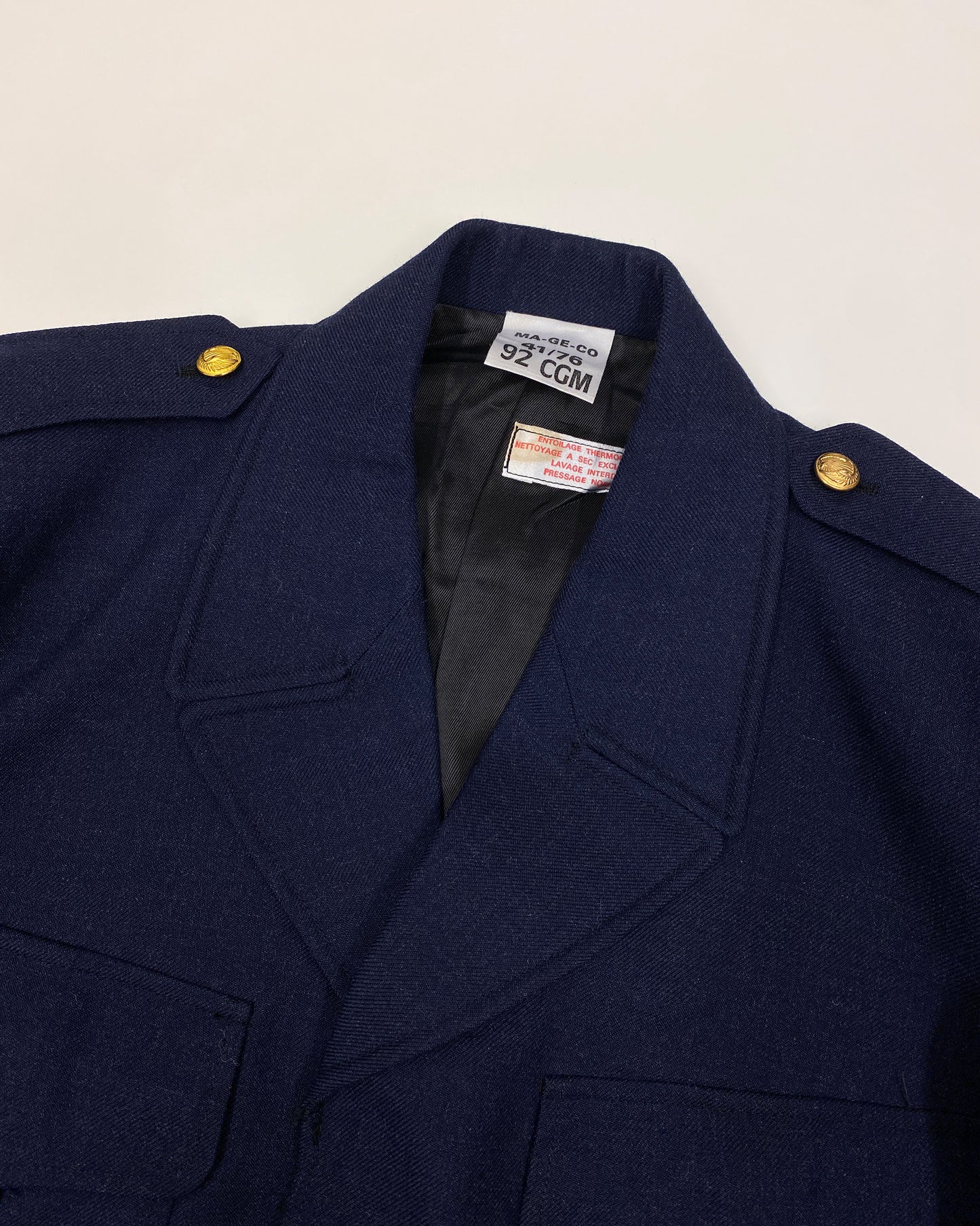 Vintage 1970s French Military Wool Blouse Jacket Dark Navy
