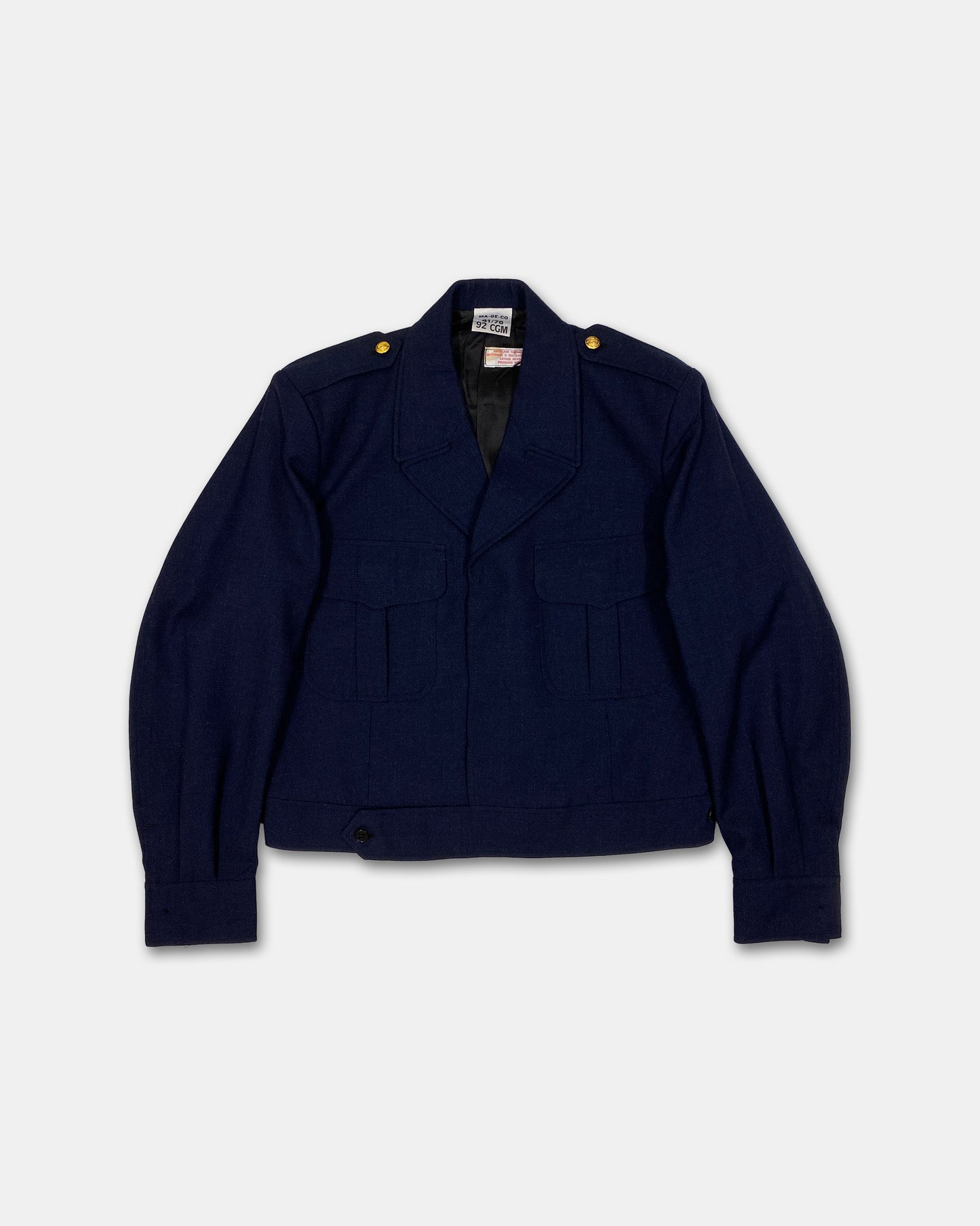 Vintage 1970s French Military Wool Blouse Jacket Dark Navy