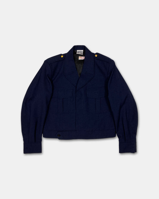 Vintage 1970s French Military Wool Blouse Jacket Dark Navy