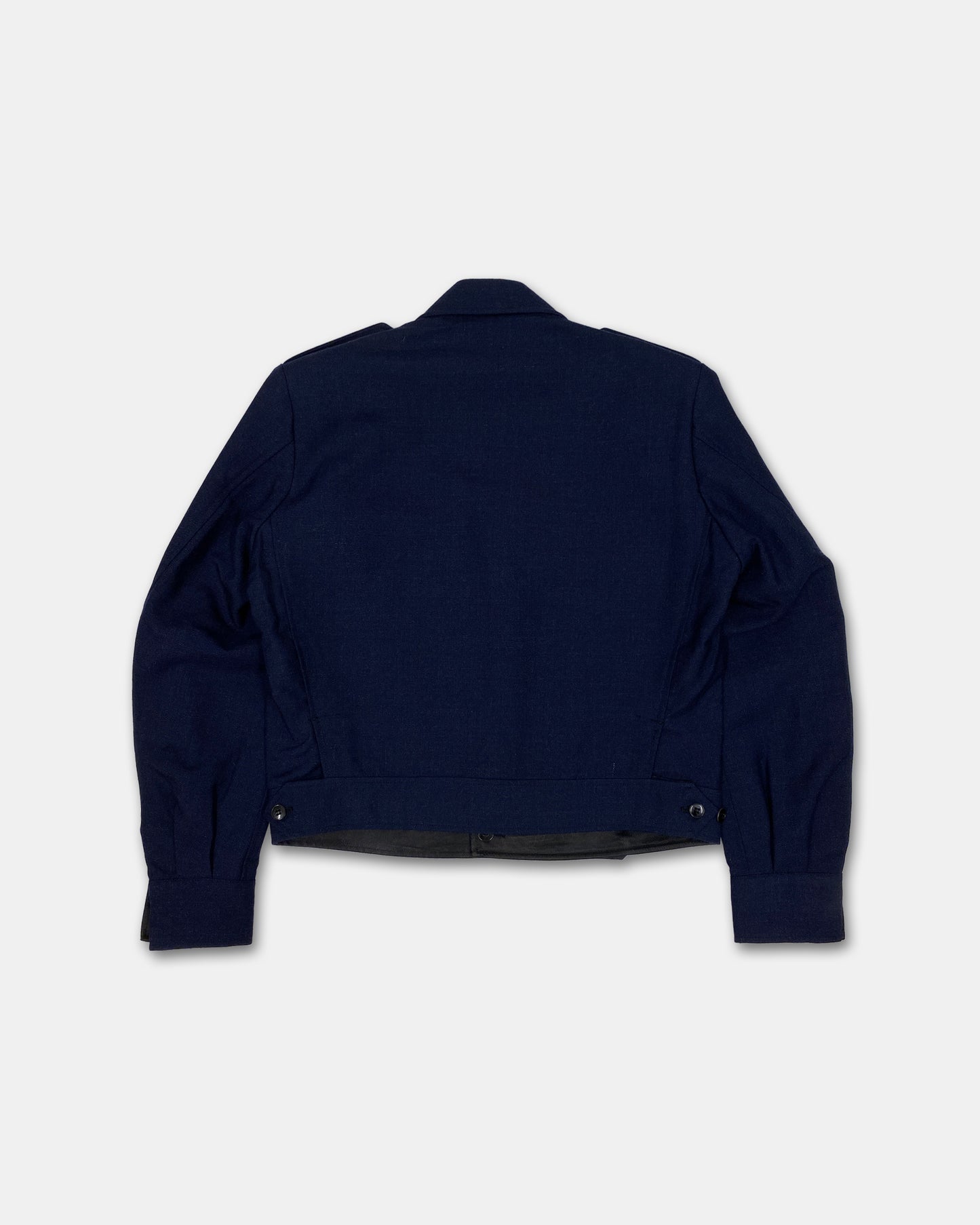 Vintage 1970s French Military Wool Blouse Jacket Dark Navy