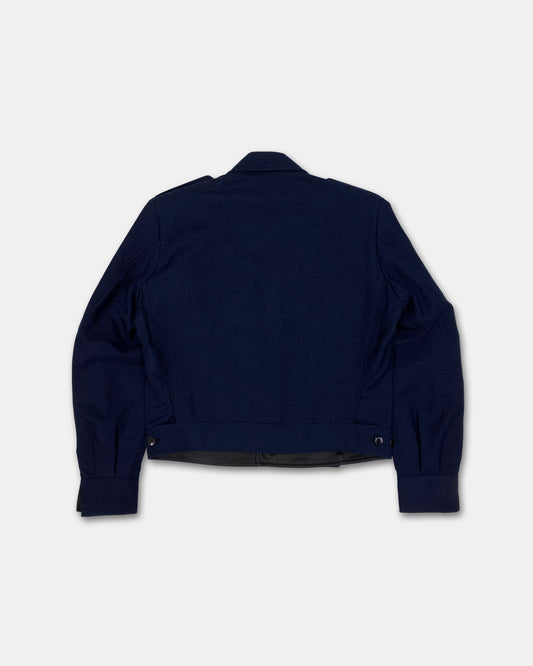 Vintage 1970s French Military Wool Blouse Jacket Dark Navy