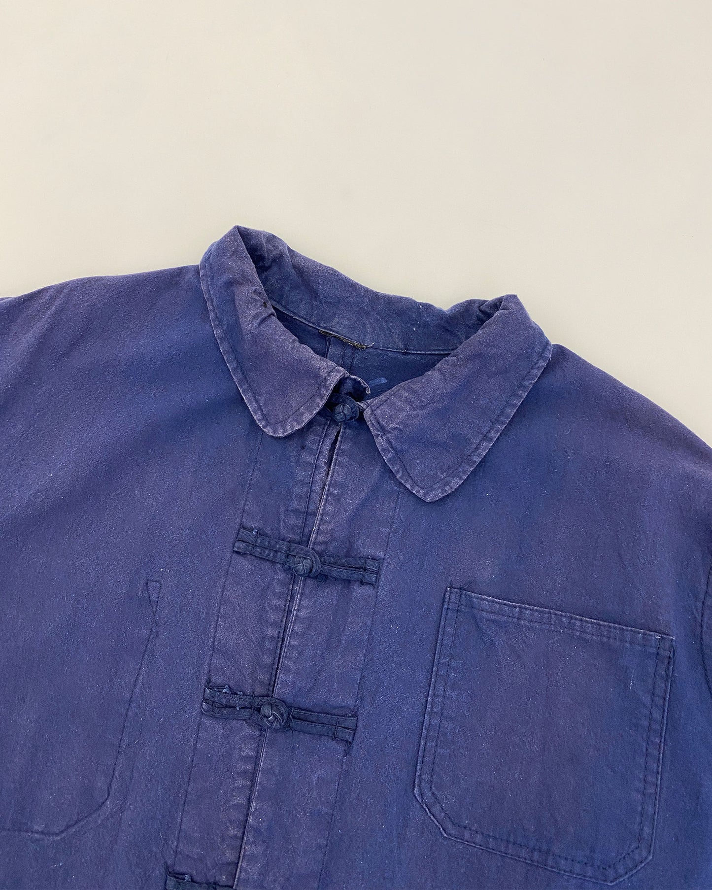Vintage 1980s French Chinese Work Jacket Blue