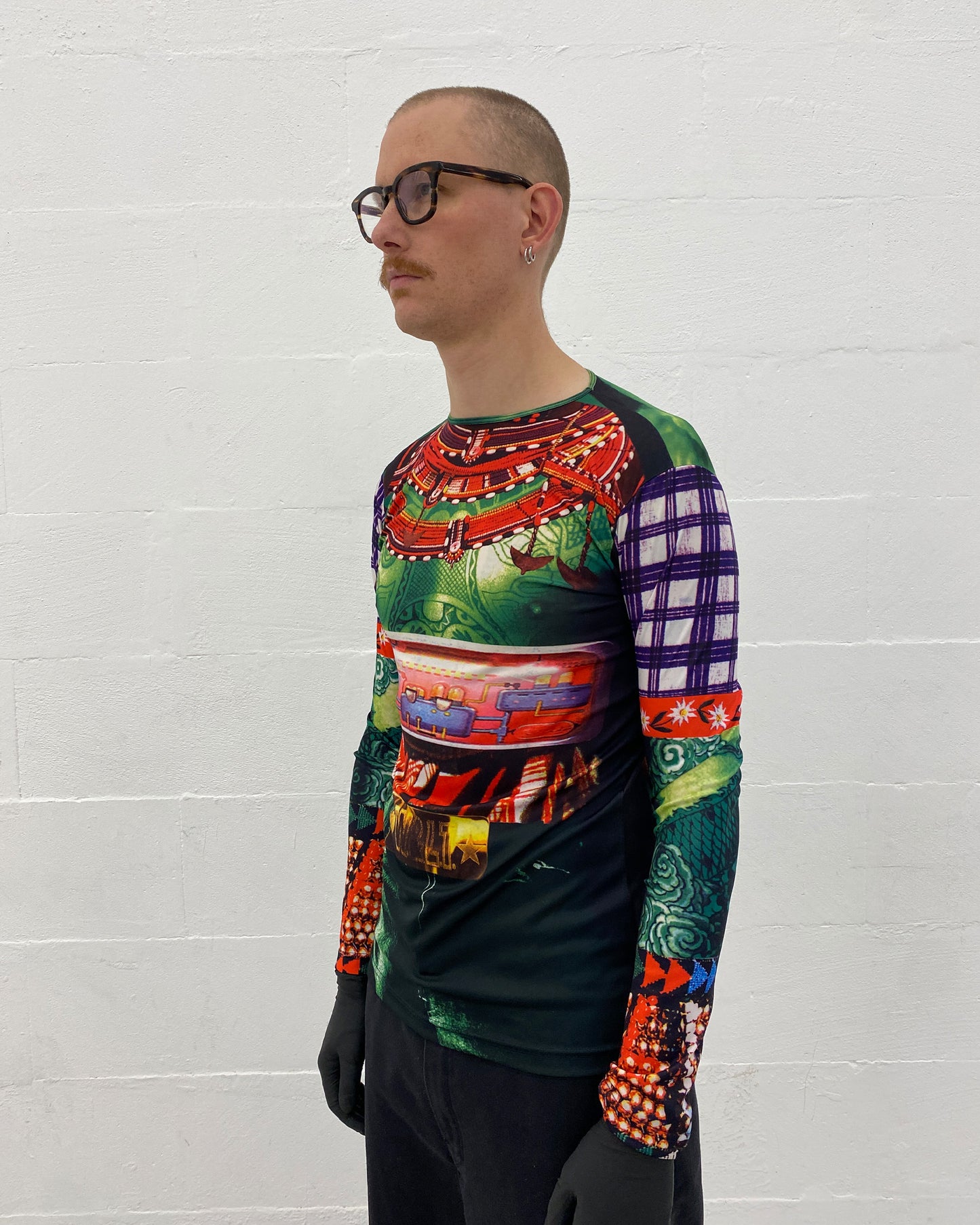 W.&L.T. Walter van Beirendonck SS1996 All Over Print Stretch Longsleeve T-Shirt Multicolor