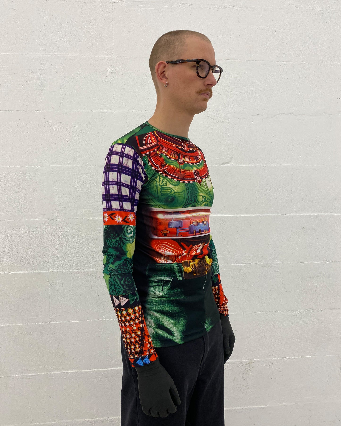 W.&L.T. Walter van Beirendonck SS1996 All Over Print Stretch Longsleeve T-Shirt Multicolor