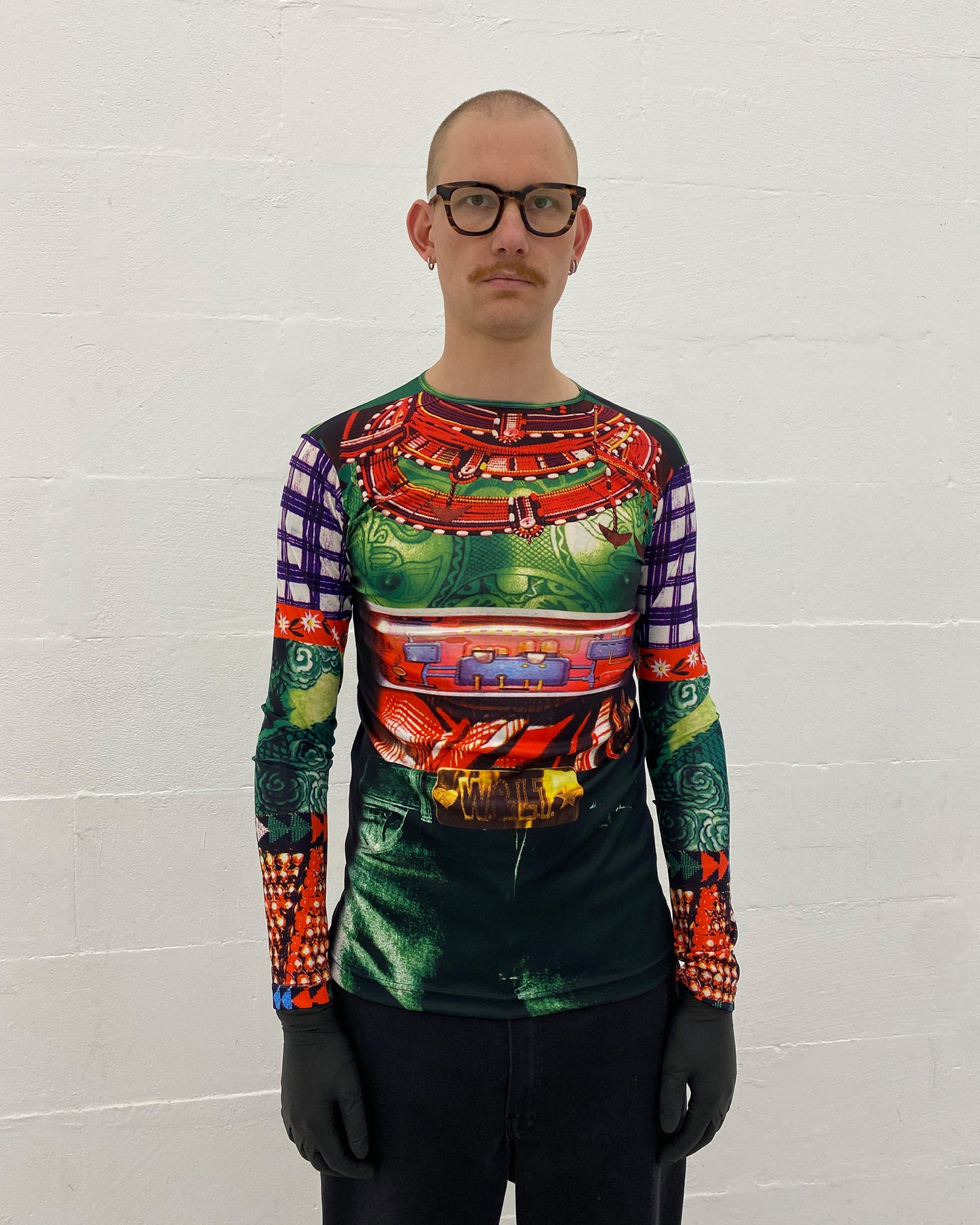 W.&L.T. Walter van Beirendonck SS1996 All Over Print Stretch Longsleeve T-Shirt Multicolor