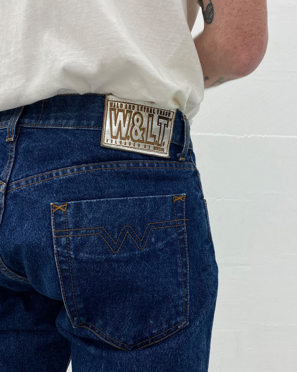 W.&L.T. Walter van Beirendonck by Mustang 1990s Glitter Denim Blue