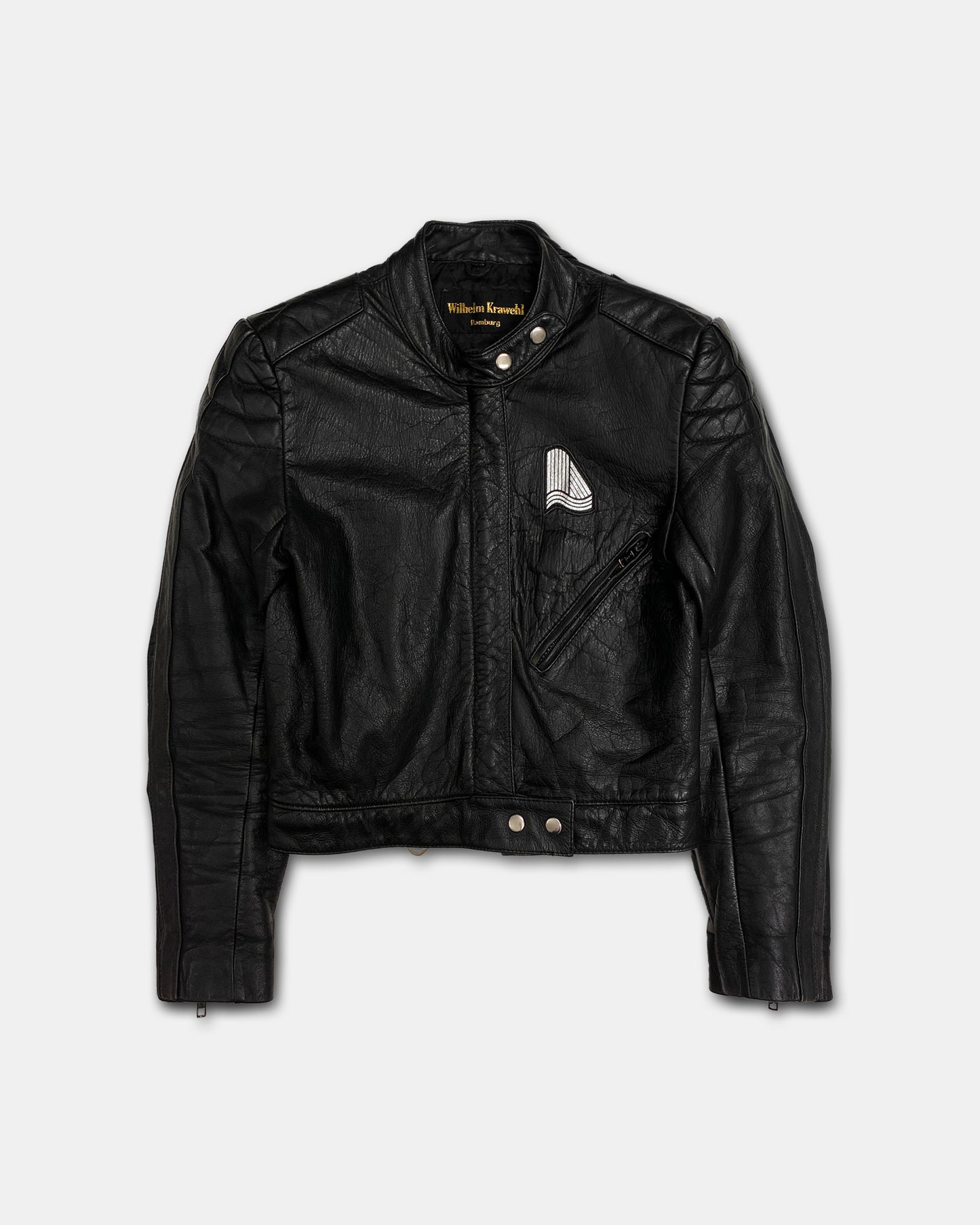 Wilhelm Krawehl 1970s Racing Leather Jacket Black