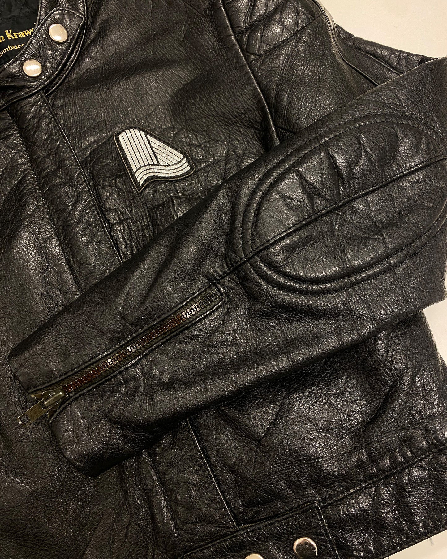 Wilhelm Krawehl 1970s Racing Leather Jacket Black