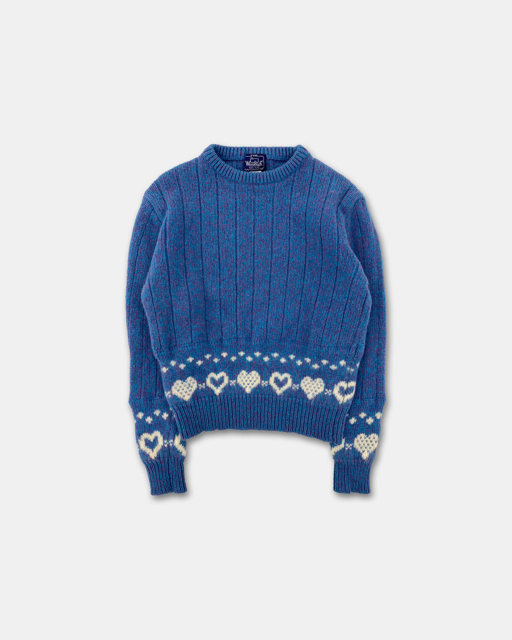 Woolrich 1980er Herzen Wollstrickpullover Blau 