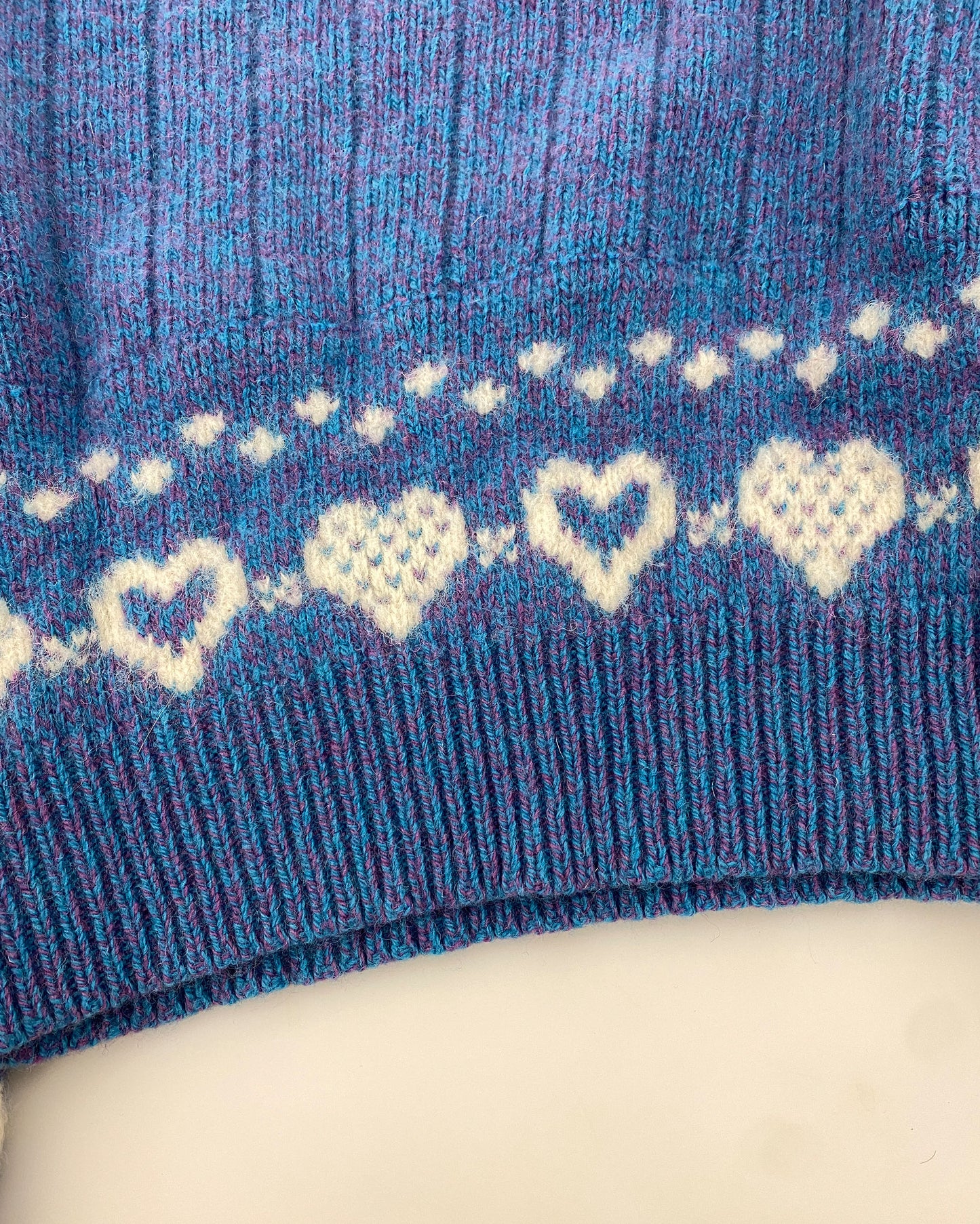 Woolrich 1980s Hearts Wool Knit Sweater Blue