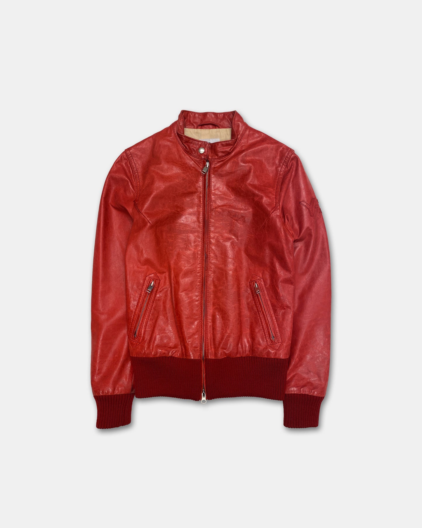 Y-3 2007 Racing Leather Jacket Red