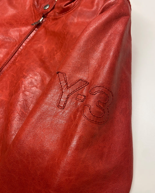 Y-3 2007 Racing Leather Jacket Red