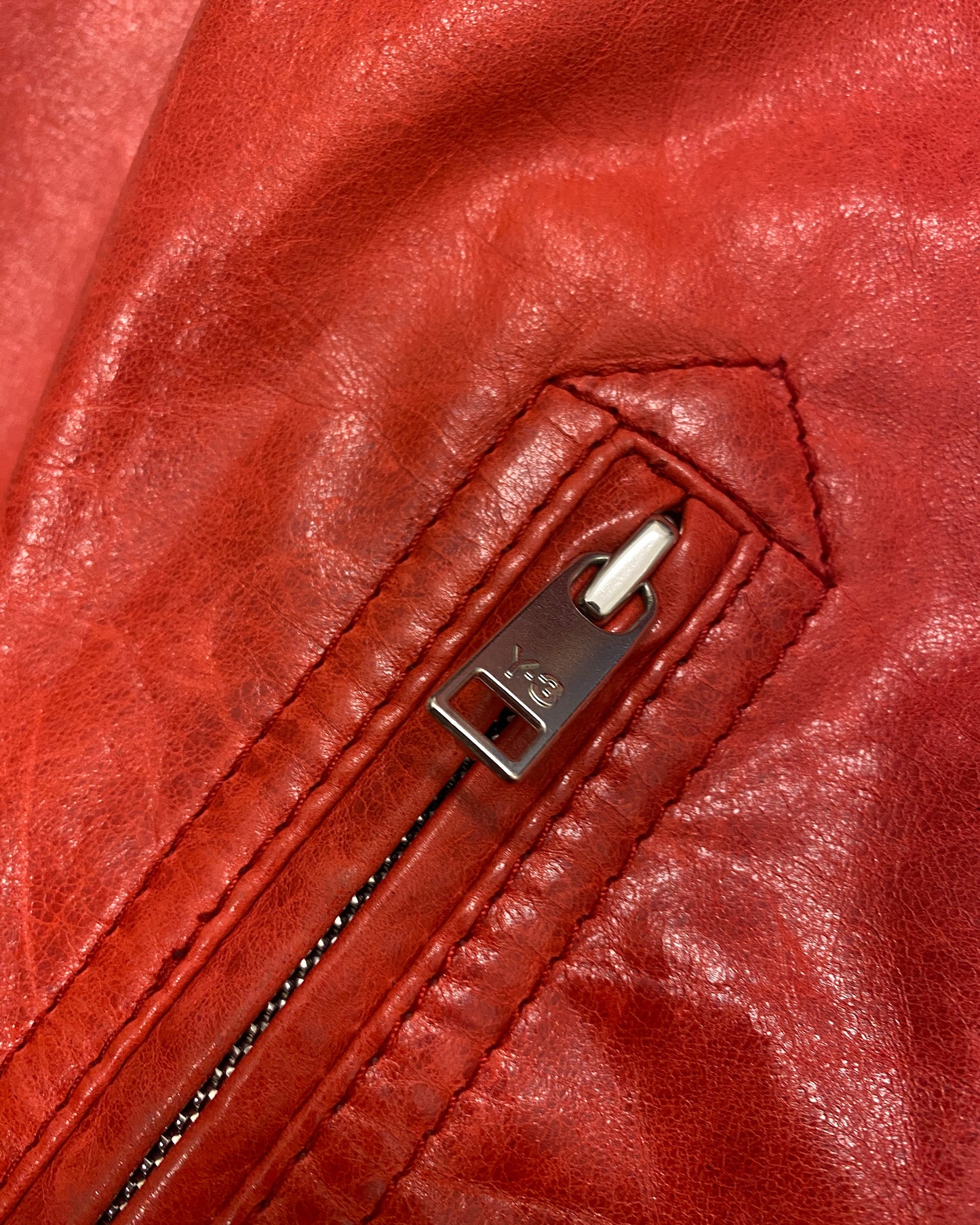 Y-3 2007 Racing Leather Jacket Red