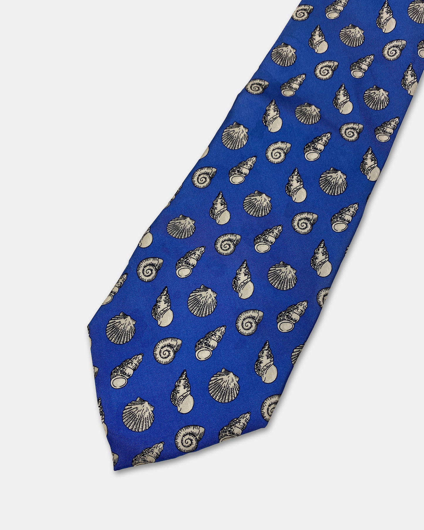 Yves Saint Laurent 2000s Seashell Monogram Tie Blue