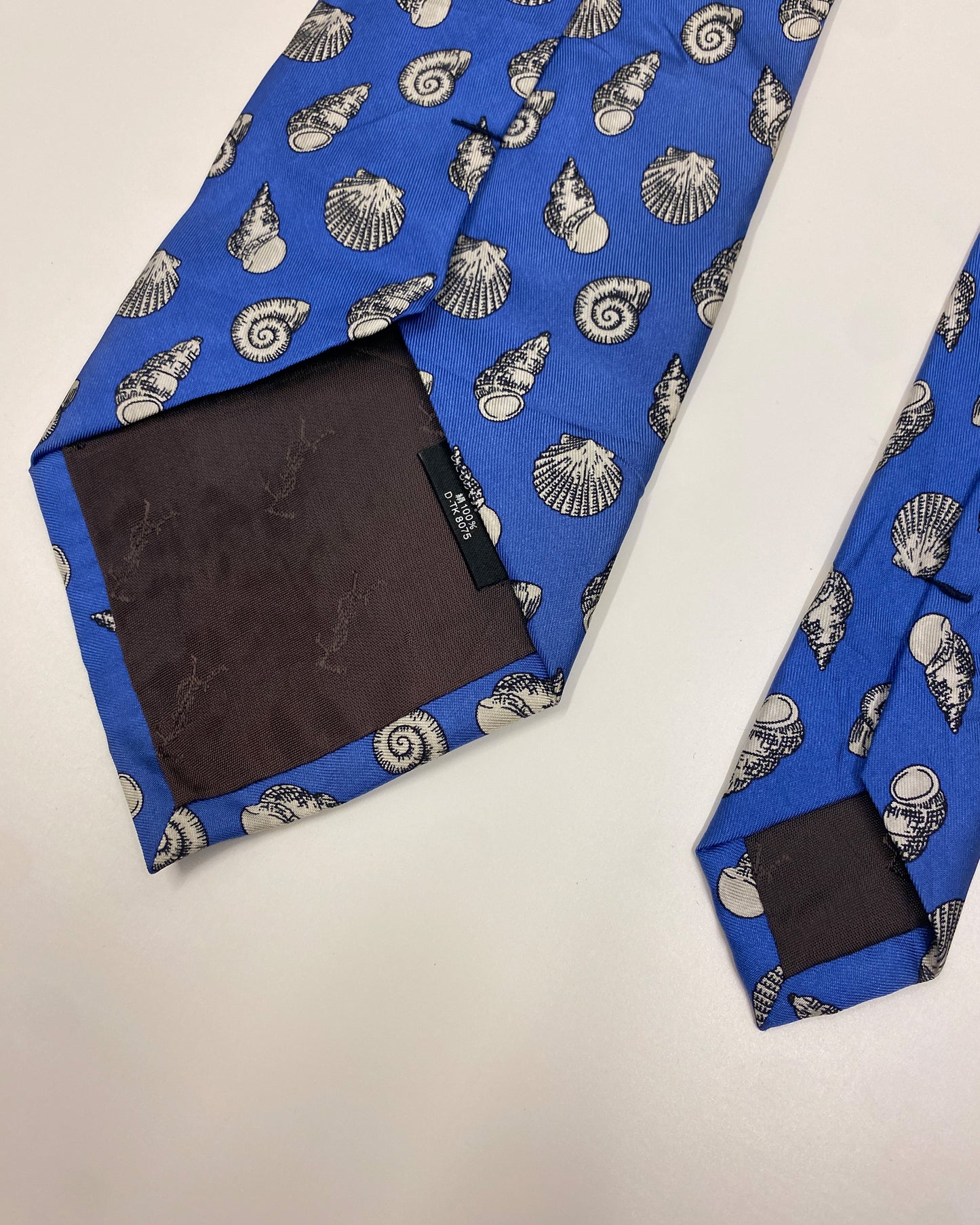 Yves Saint Laurent 2000s Seashell Monogram Tie Blue