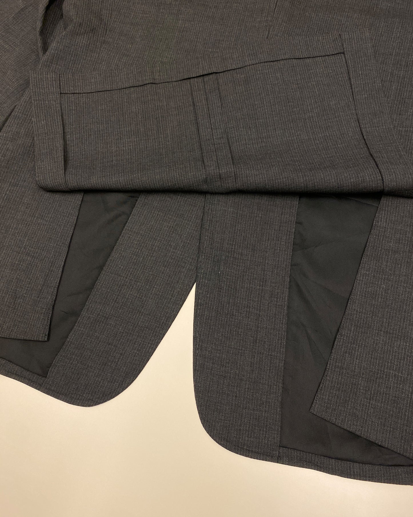 A.A.R. Yohji Yamamoto x Durban 1990s Striped Classic Blazer Jacket Grey