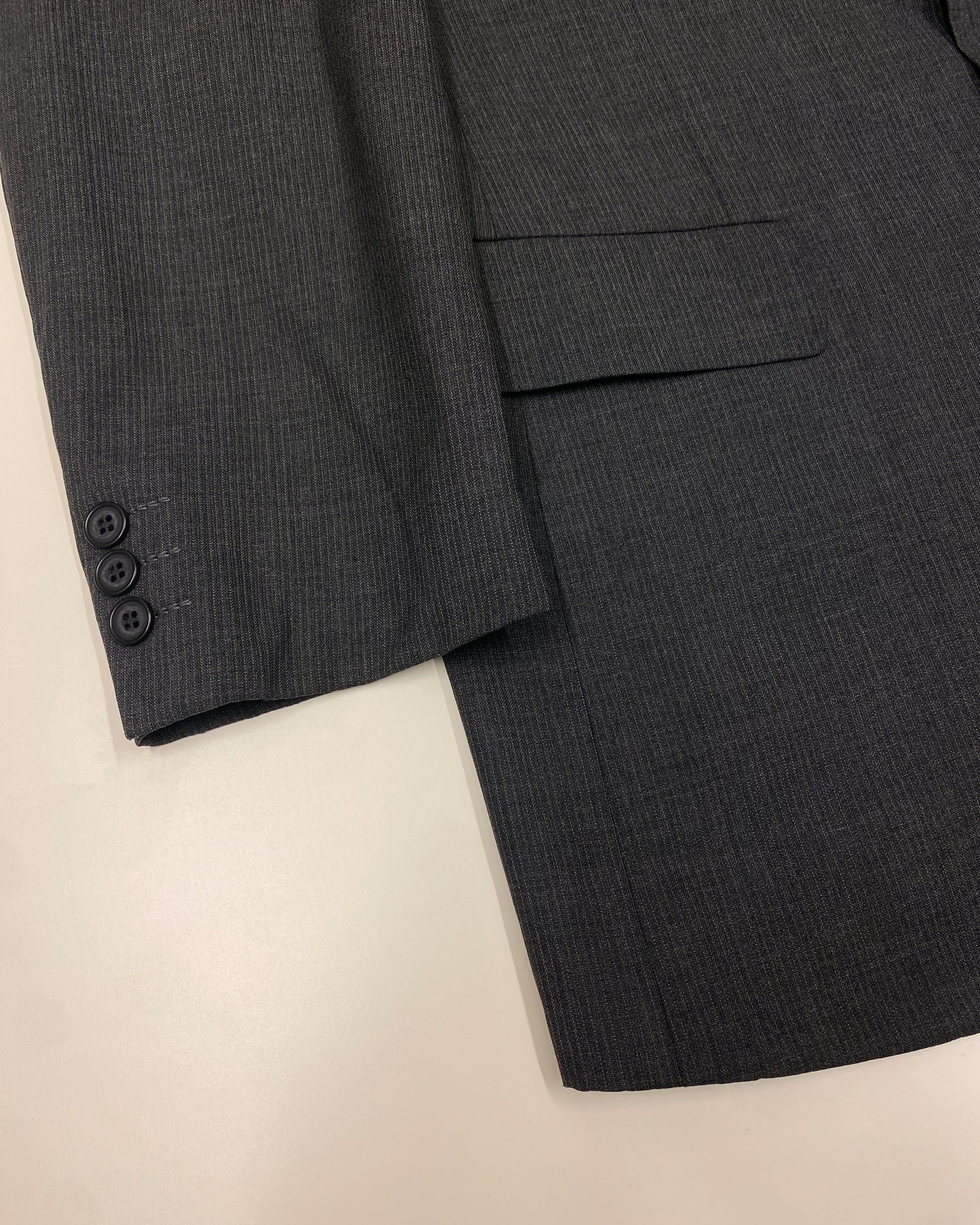 A.A.R. Yohji Yamamoto x Durban 1990s Striped Classic Blazer Jacket Grey