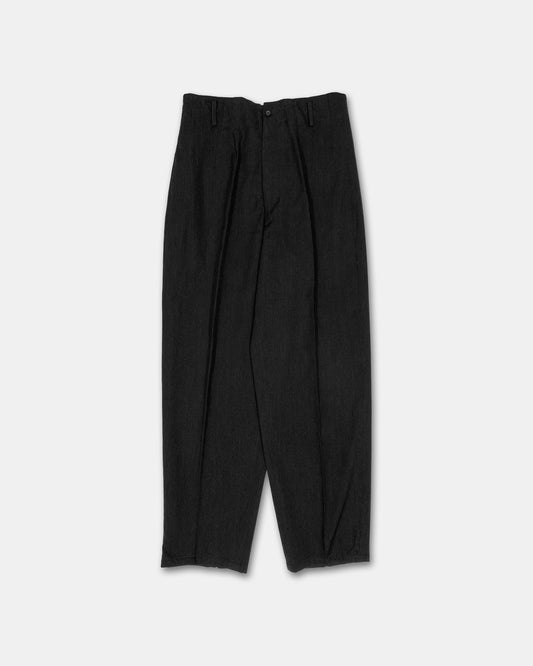 Yohji Yamamoto Pour Homme 1980s Wide Leg Wool Pleat Pants Dark Grey