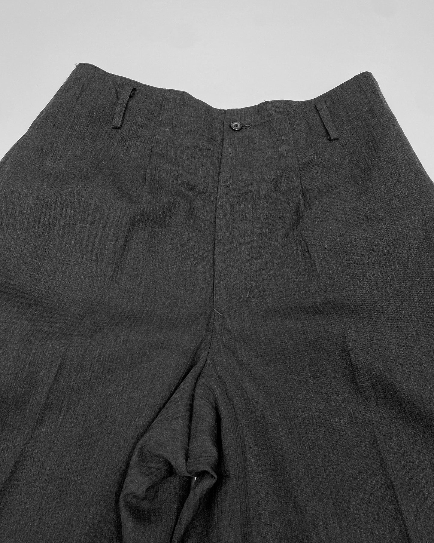 Yohji Yamamoto Pour Homme 1980s Wide Leg Wool Pleat Pants Dark Grey