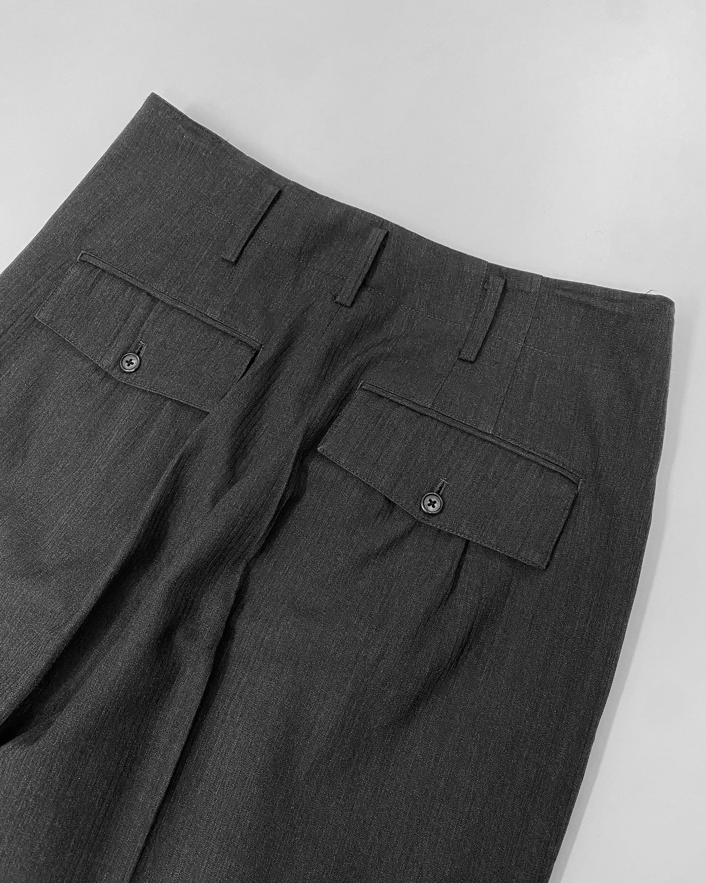 Yohji Yamamoto Pour Homme 1980s Wide Leg Wool Pleat Pants Dark Grey