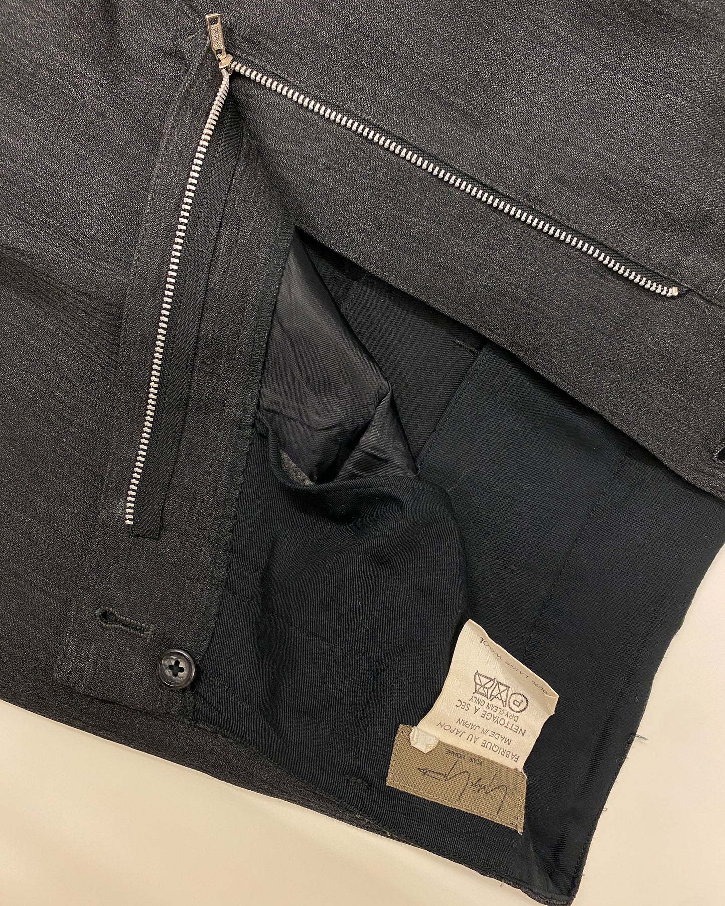 Yohji Yamamoto Pour Homme 1980s Wide Leg Wool Pleat Pants Dark Grey