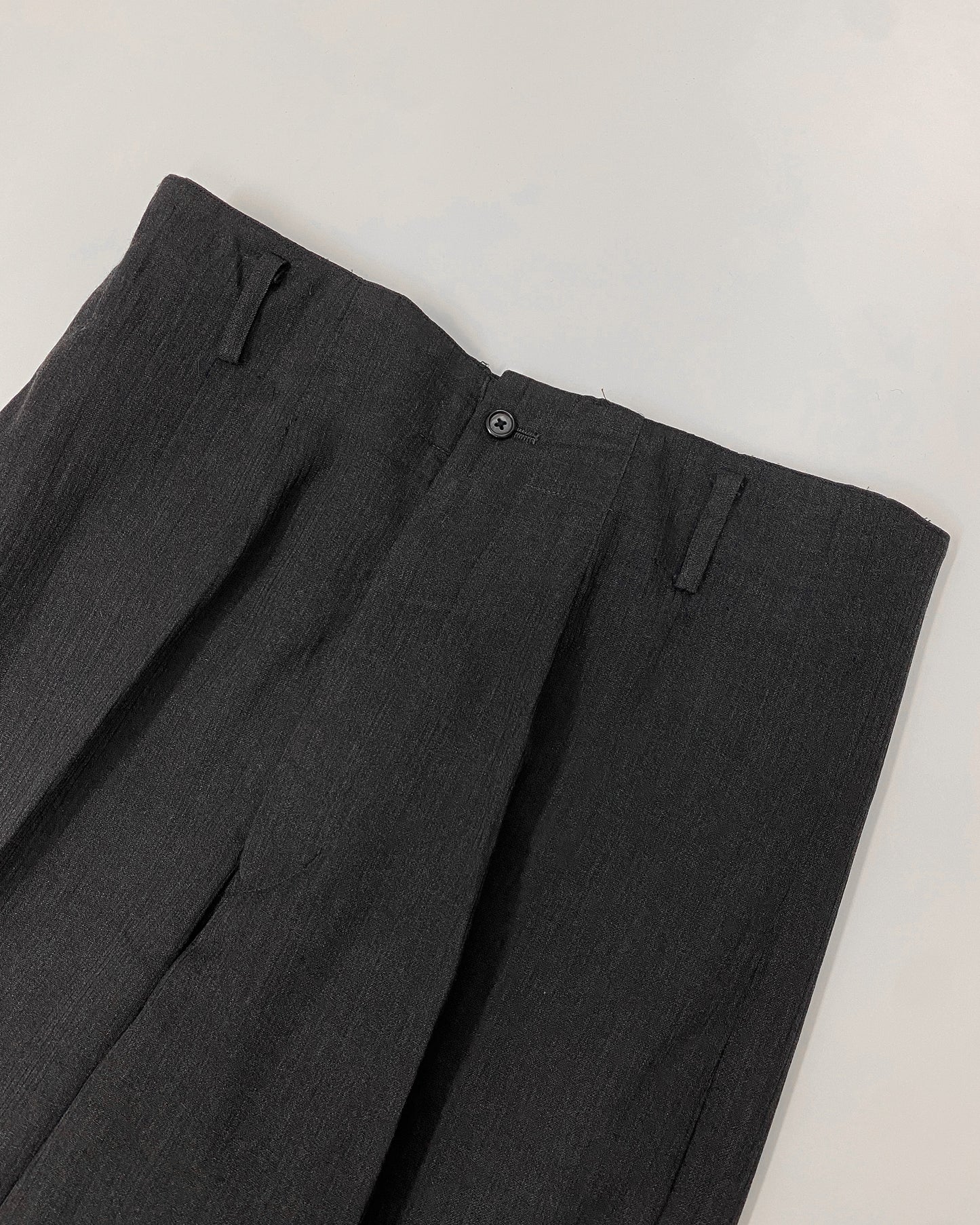 Yohji Yamamoto Pour Homme 1980s Wide Leg Wool Pleat Pants Dark Grey