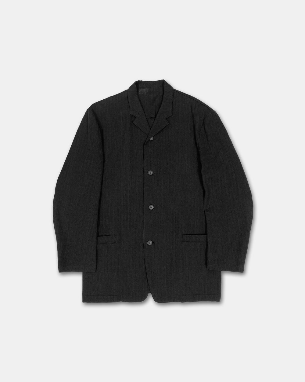 Yohji Yamamoto Pour Homme 1980s Structured Light Wool Blazer Jacket Dark Grey