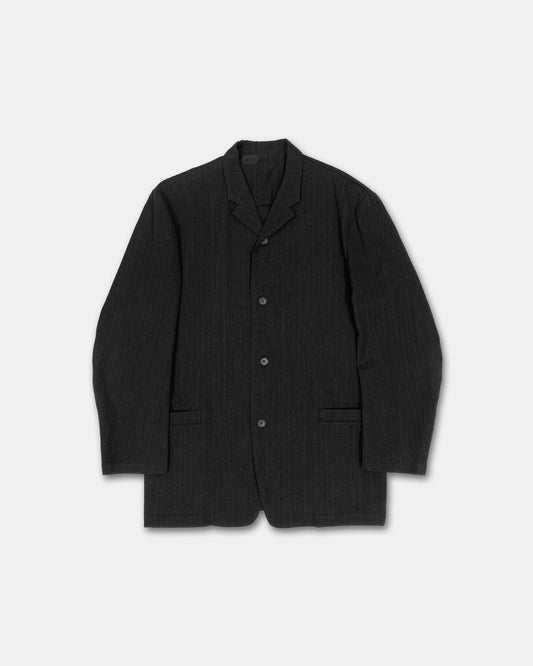 Yohji Yamamoto Pour Homme 1980s Structured Light Wool Blazer Jacket Dark Grey