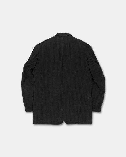 Yohji Yamamoto Pour Homme 1980s Structured Light Wool Blazer Jacket Dark Grey