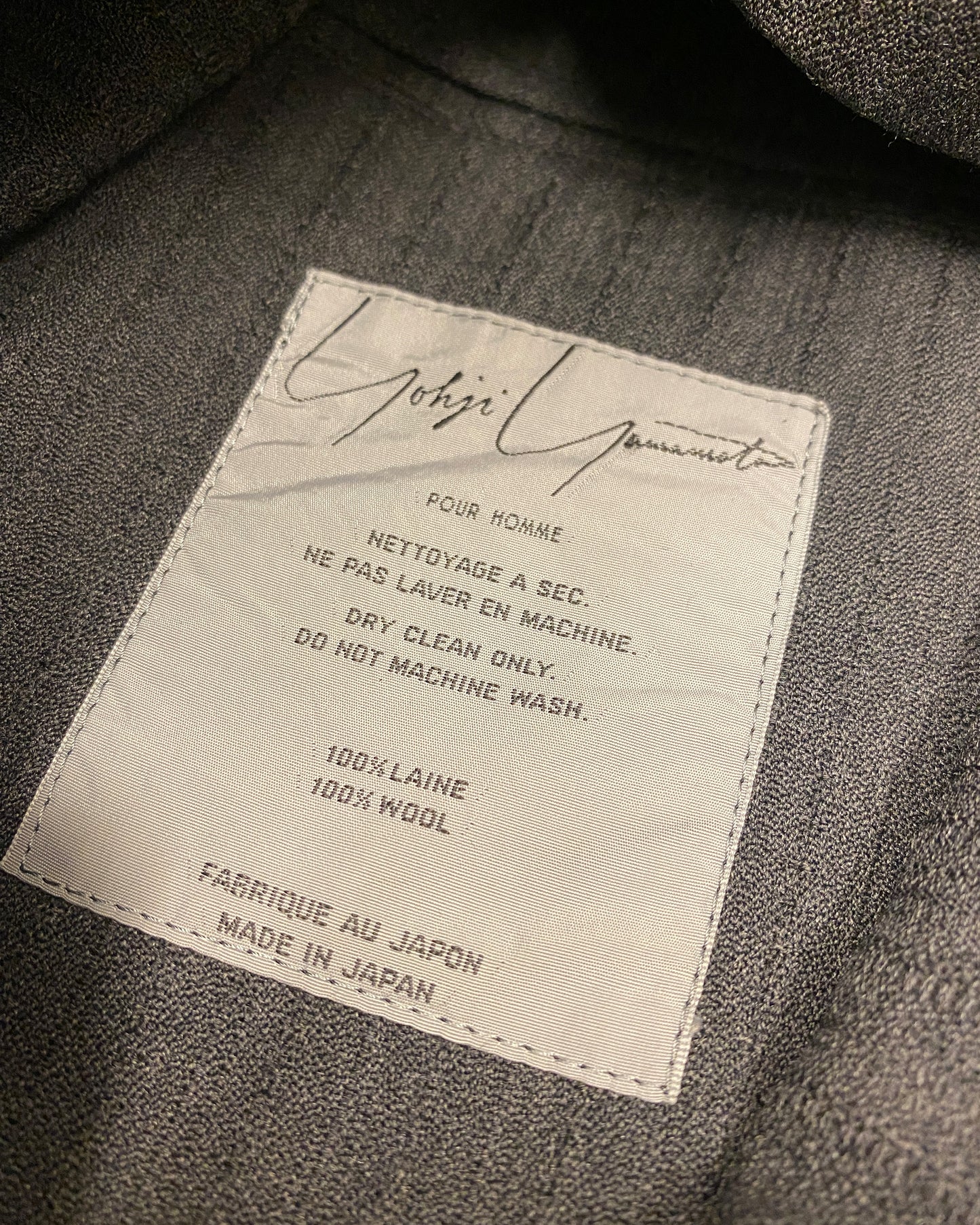 Yohji Yamamoto Pour Homme 1980s Structured Light Wool Blazer Jacket Dark Grey