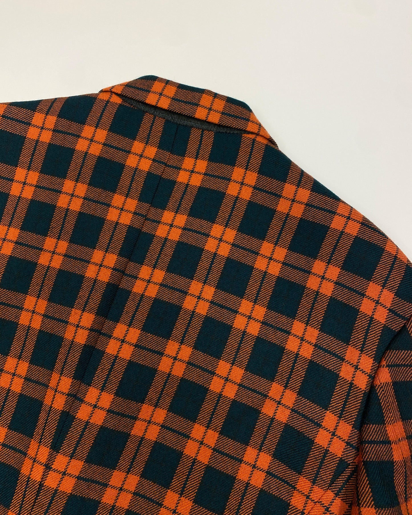 Yohji Yamamoto Pour Homme 1980s Plaid Checkered Blazer Jacket Orange Petrol