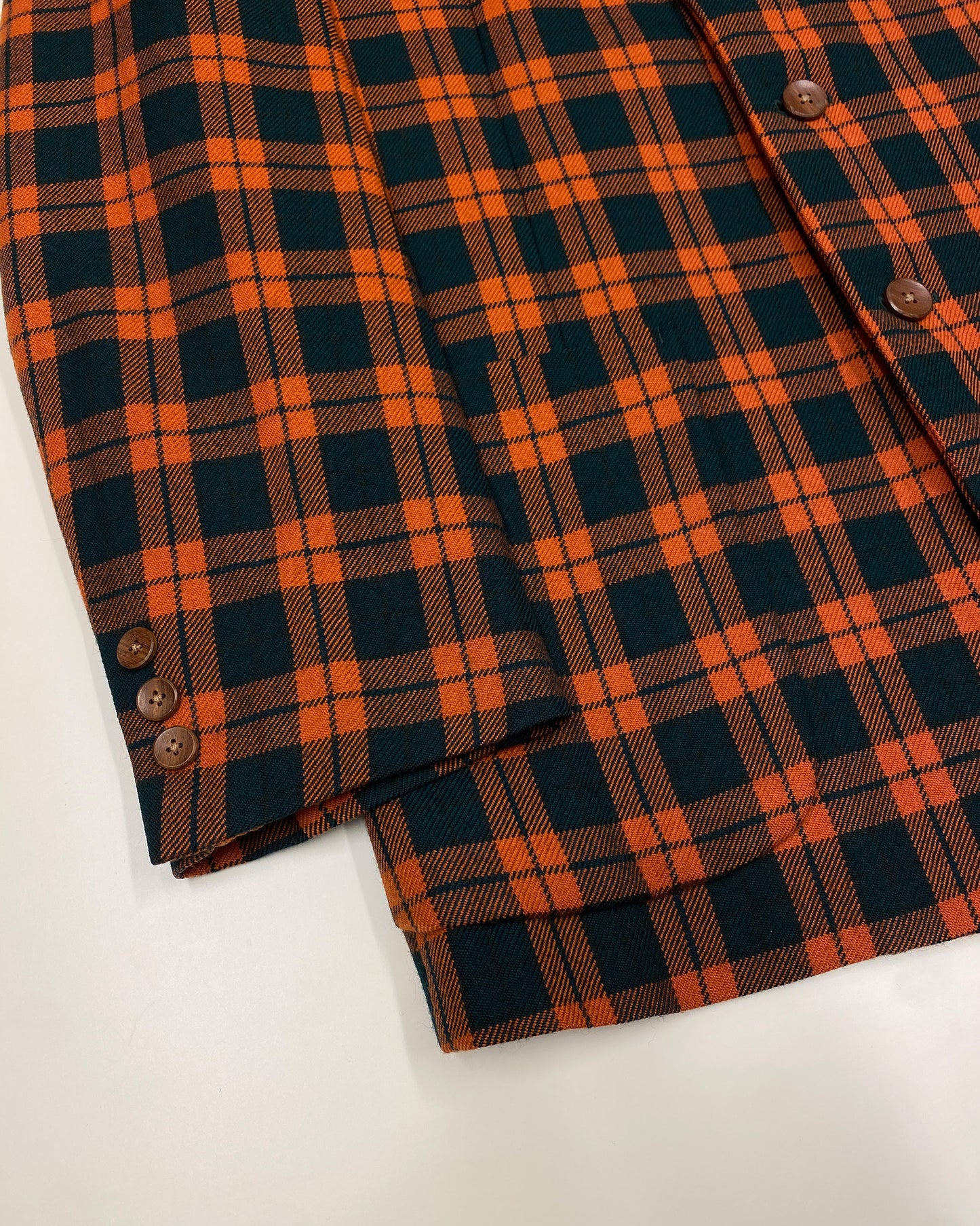 Yohji Yamamoto Pour Homme 1980s Plaid Checkered Blazer Jacket Orange Petrol