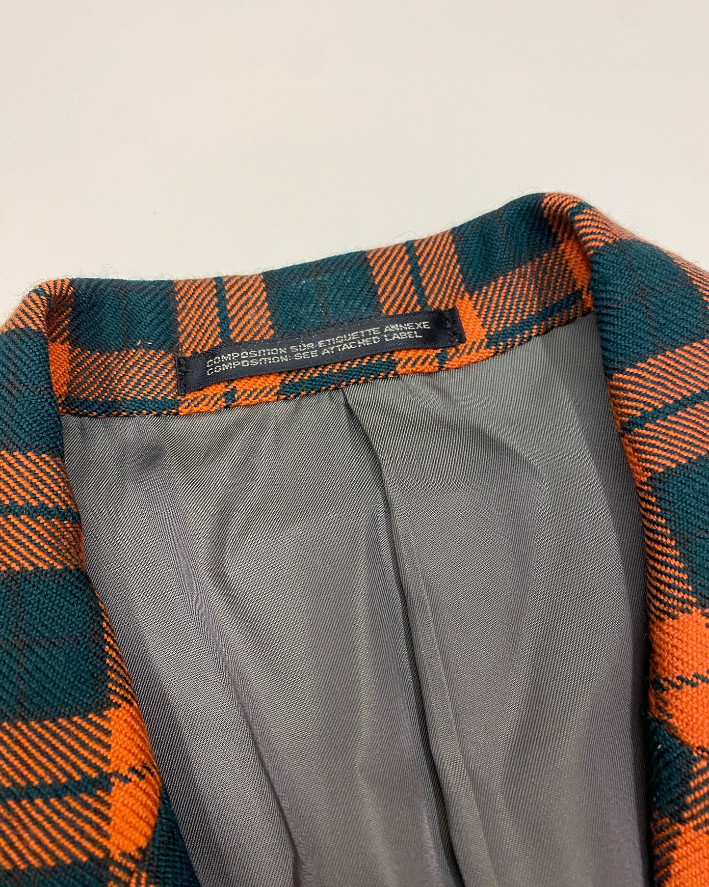Yohji Yamamoto Pour Homme 1980s Plaid Checkered Blazer Jacket Orange Petrol
