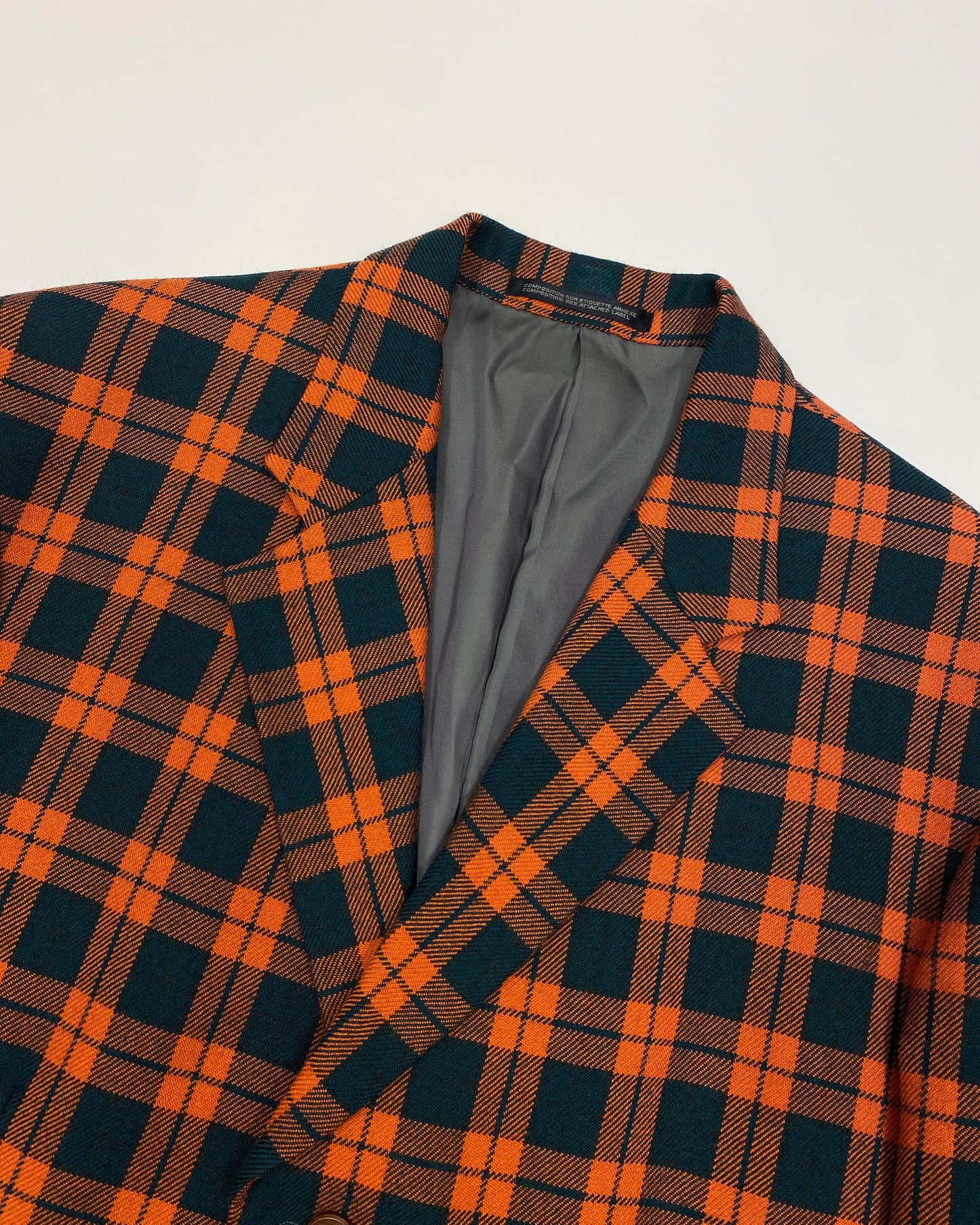 Yohji Yamamoto Pour Homme 1980s Plaid Checkered Blazer Jacket Orange Petrol