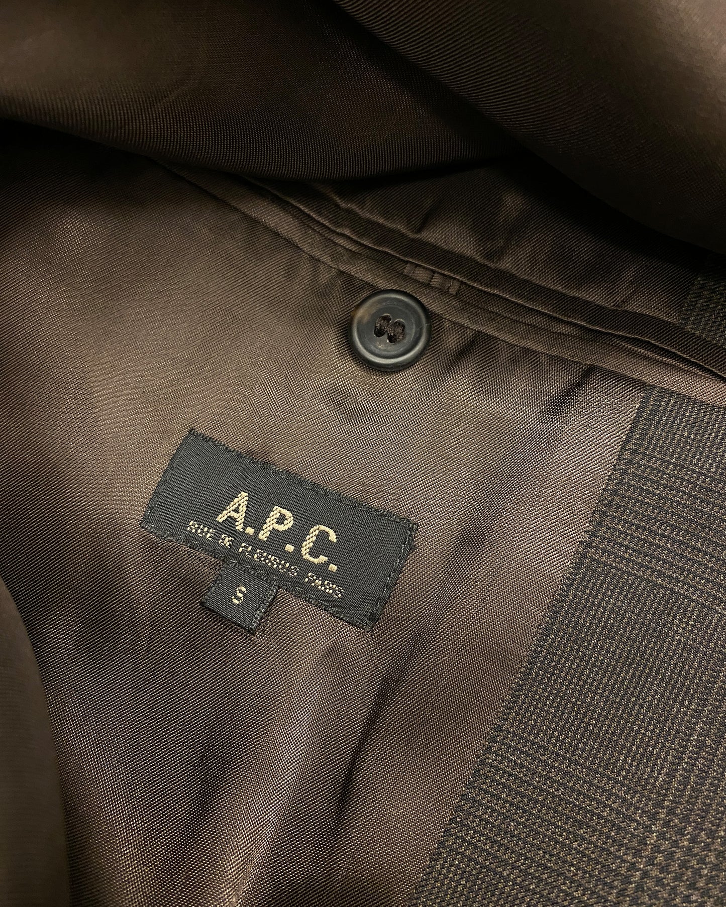 A.P.C. 2000s Glen Checkered Blazer Jacket Dark Brown