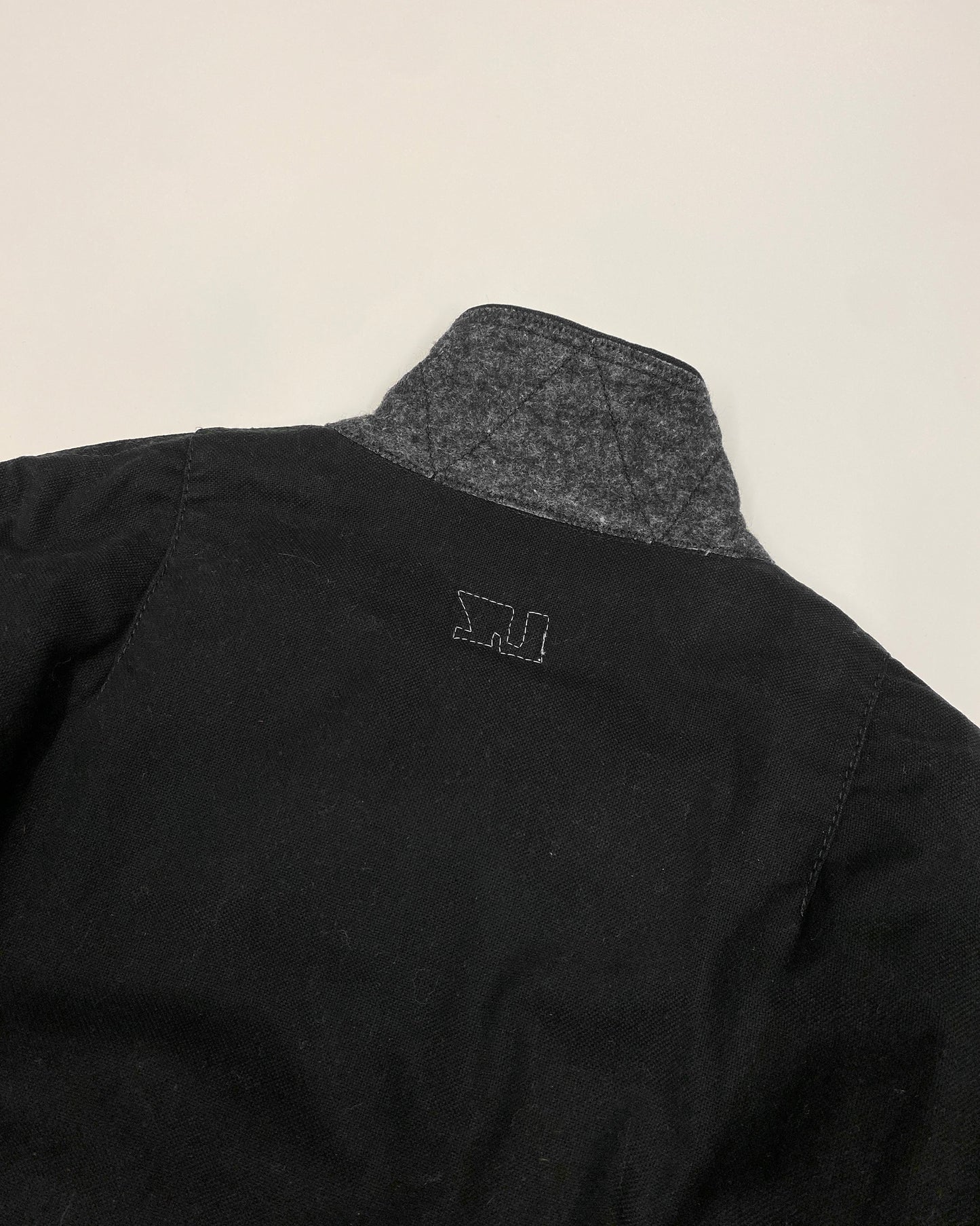 Vintage 1990s Asymmetrical Zip Padded Cotton Bomber Jacket Black