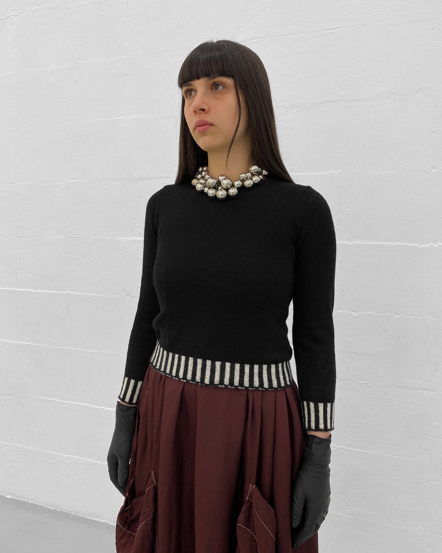 Comme des Garçons Black AD2008 Striped Hem Knit Sweater Black