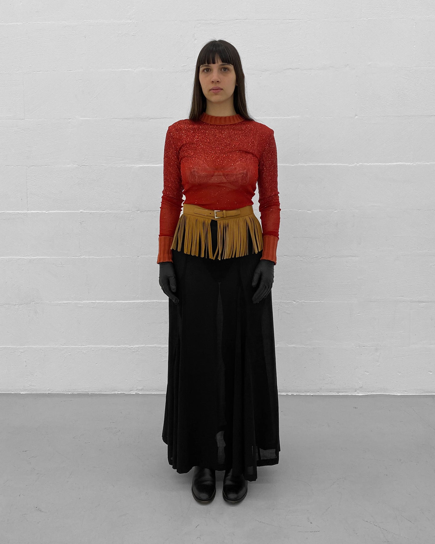 Prada SS2007 Leather Fringe Belt Light Brown