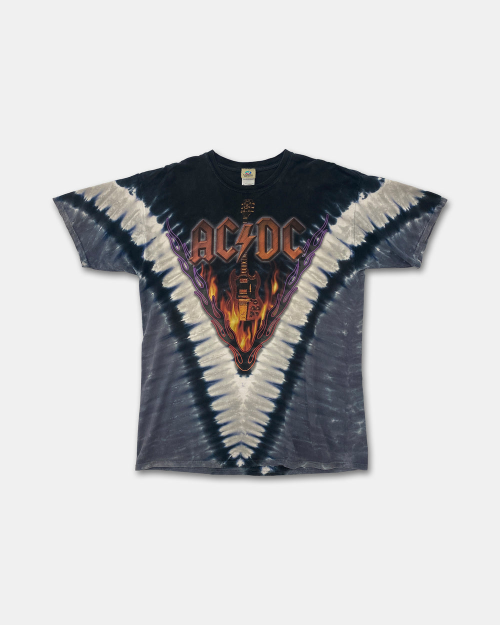 AC/DC 2000s Hells Bells Tie Dye Band T-Shirt Grey