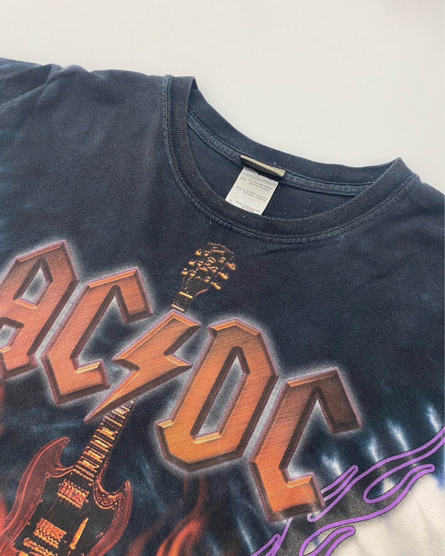 AC/DC 2000s Hells Bells Tie Dye Band T-Shirt Grey