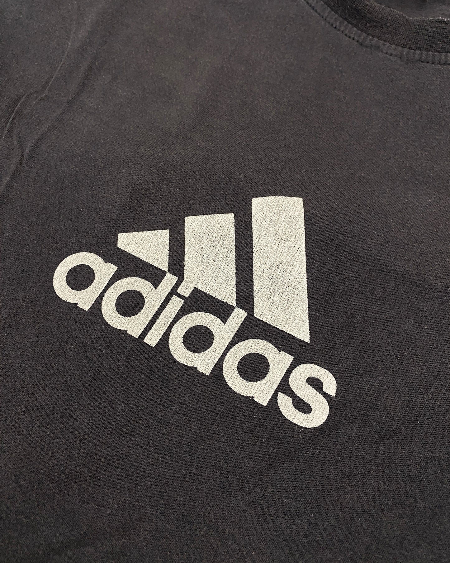 Adidas 2000s großes Logo T-Shirt Dunkelgrau 