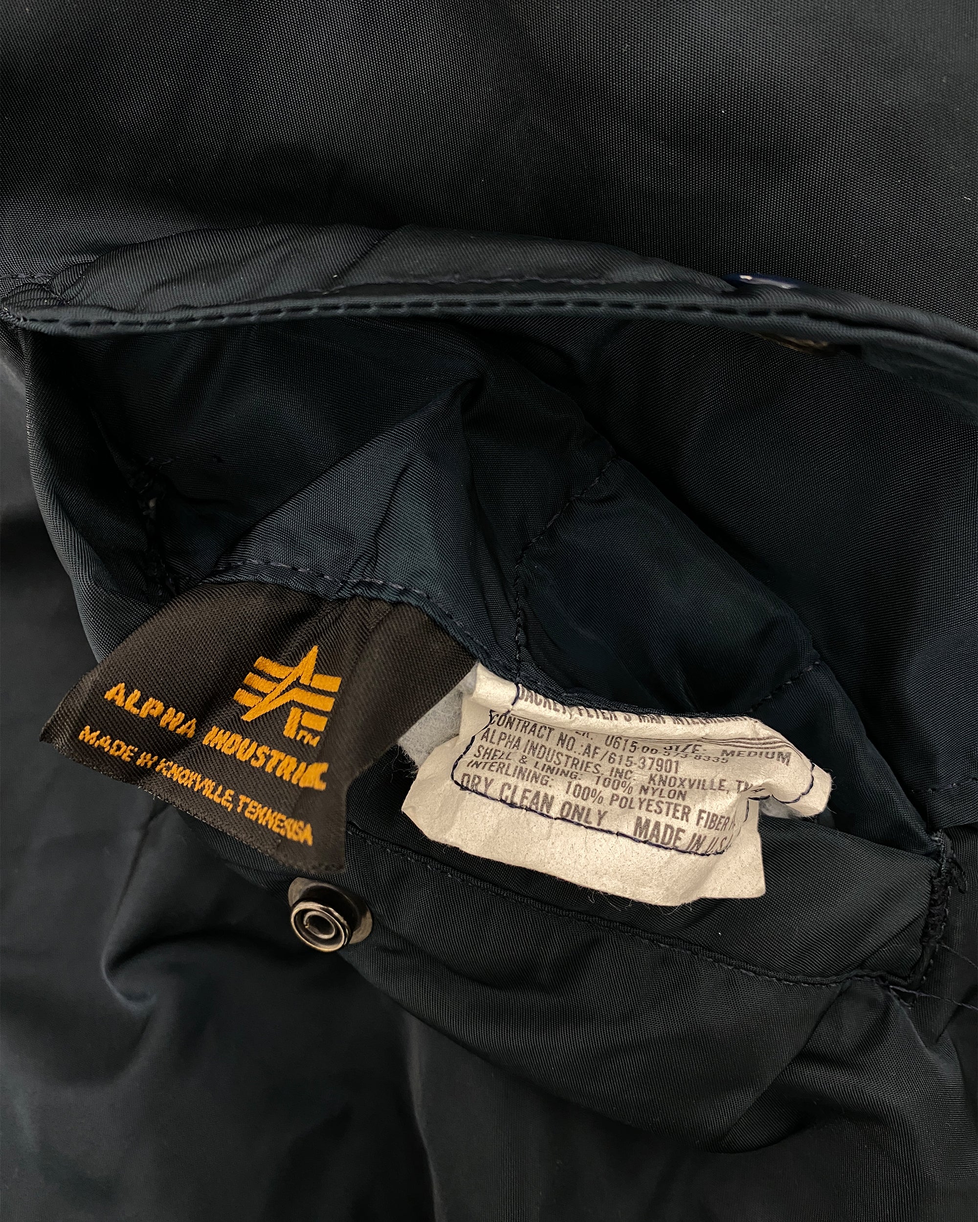Alpha Industries 1990s Made in USA MA-1 Bomber Jacket Dark