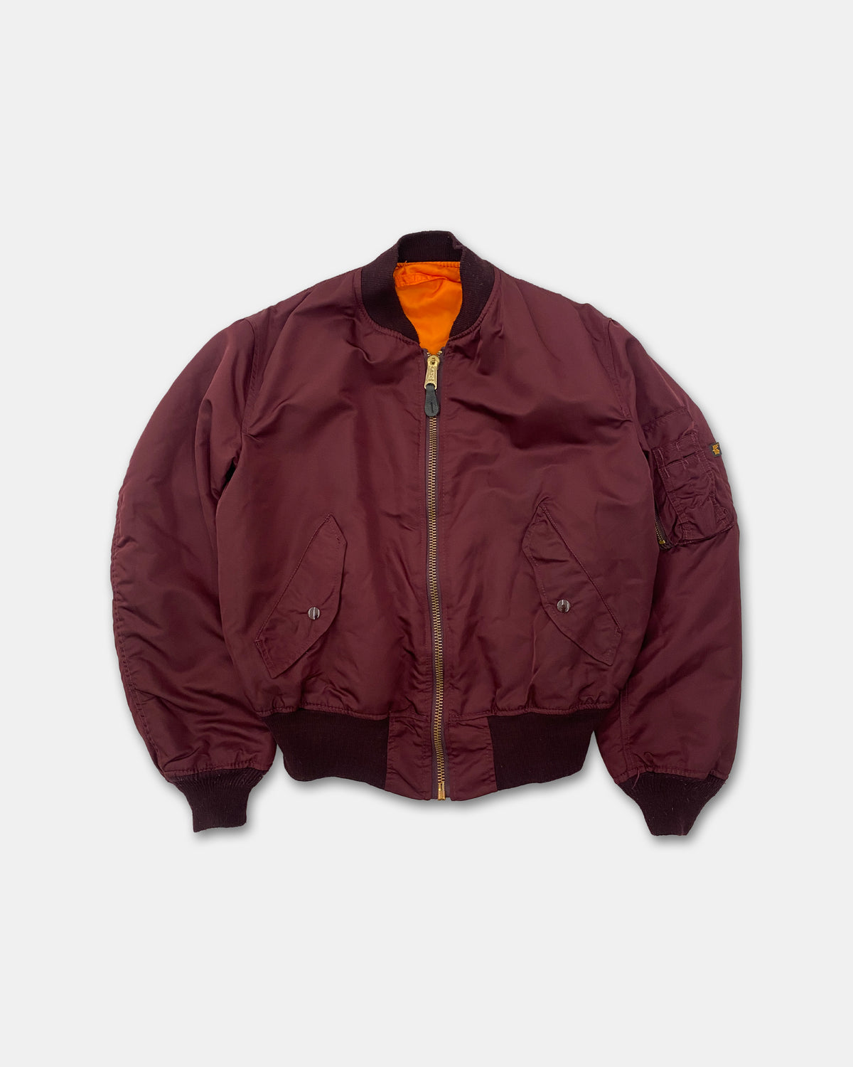 Alpha Industries 1990s Made in USA MA-1 Bomber Jacket Dark Red 