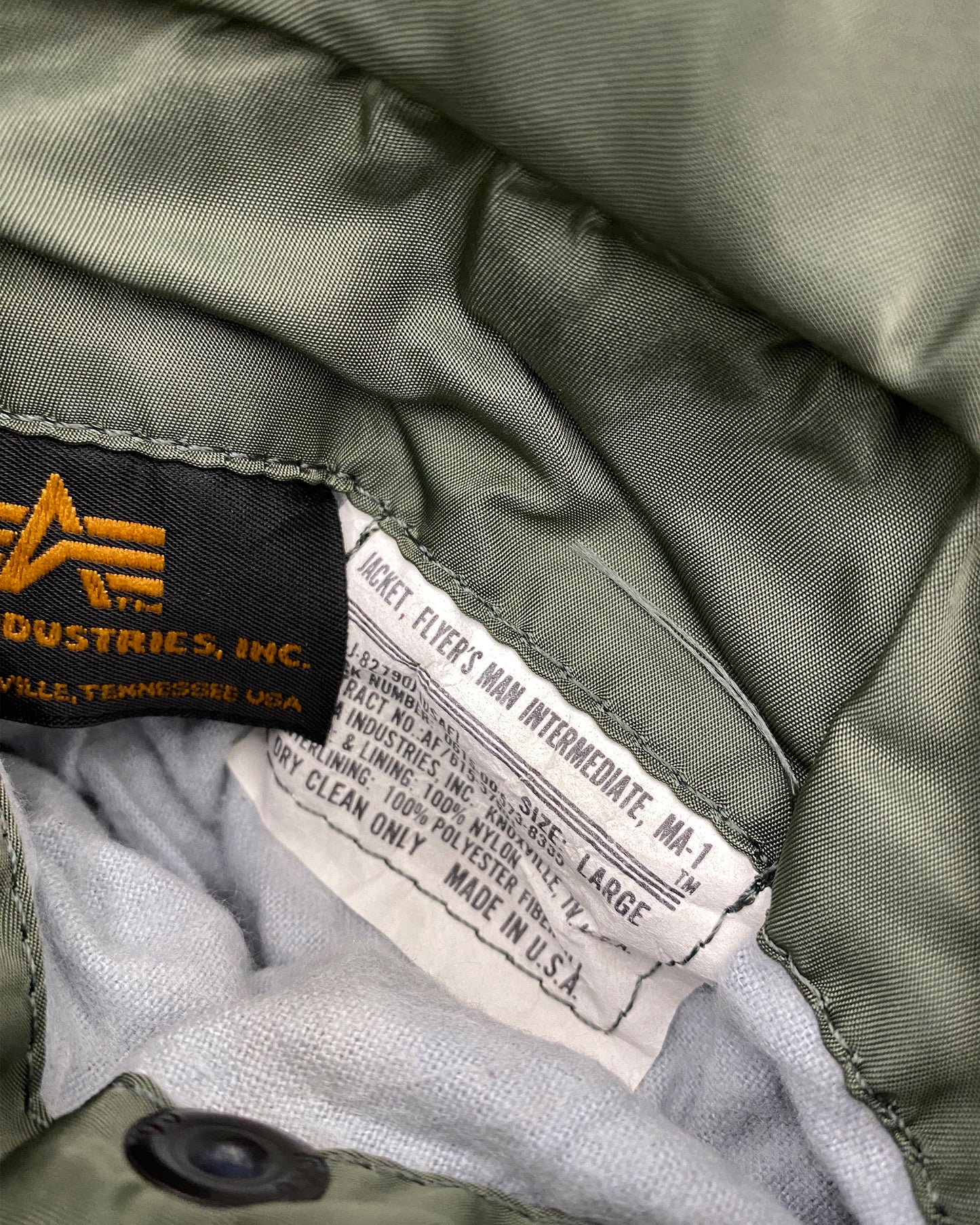 Alpha Industries 1990s Made in USA MA-1 Bomber Jacket Green