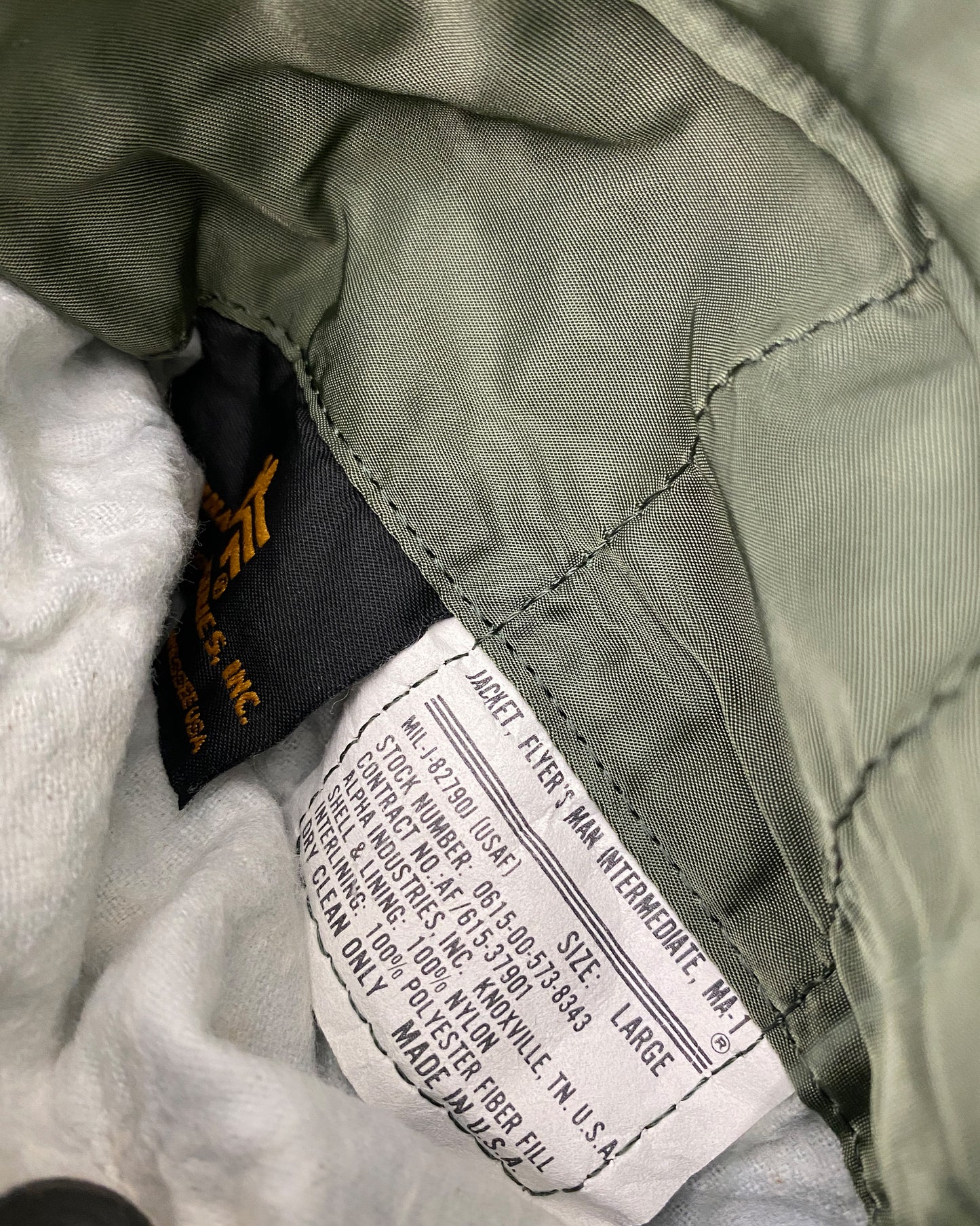 Alpha Industries 1990s Made in USA MA-1 Bomber Jacket Green