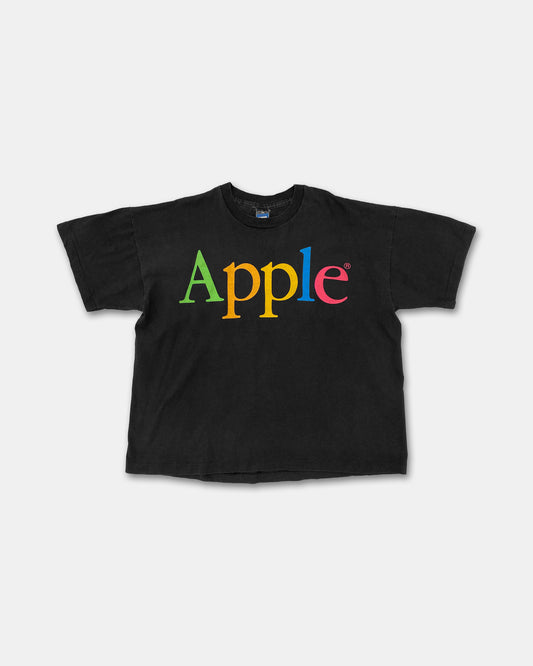 Vintage 1990s Apple Multicolor Logo Single Stitched T-Shirt Faded Black