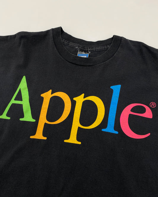 Vintage 1990s Apple Multicolor Logo Single Stitched T-Shirt Faded Black