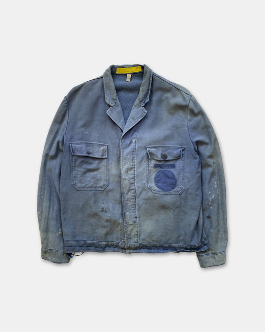 Vintage 1960er Französische Malerjacke Blau 